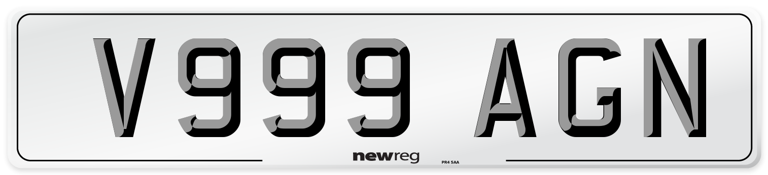 V999 AGN Number Plate from New Reg